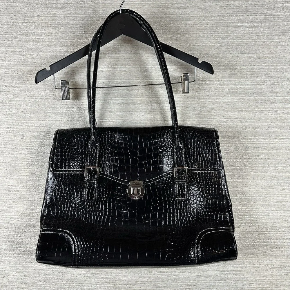 Liz Claiborne Briefcase Laptop Computer Bag 90s Designer Croc Embossed Y2K